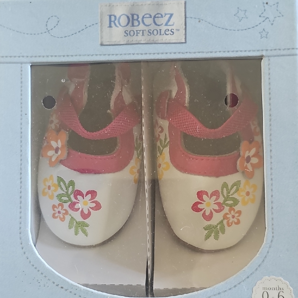 Robeez White and Pink Floral Baby Shoes NEW!!!